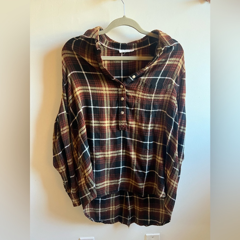 BEACHLUNCHLOUNGE Plaid Button Long Sleeve Flannel Shirt size medium